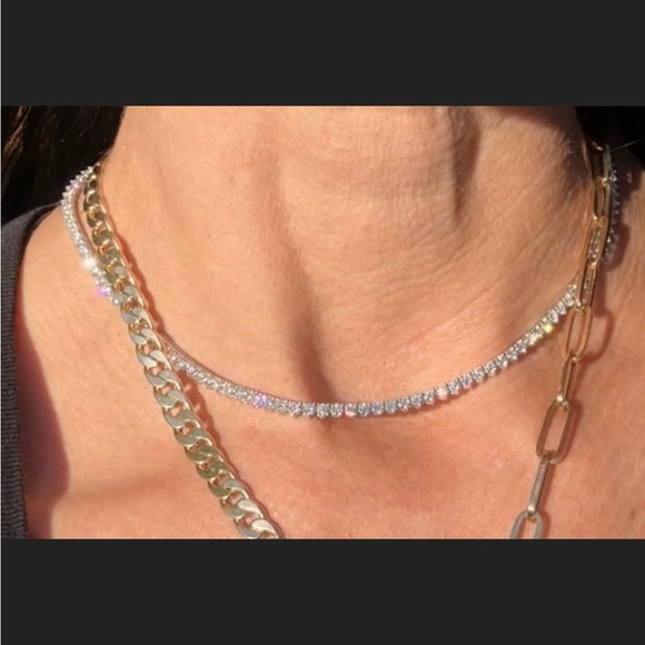 7.35ct diamond tennis necklace. 3 prong. - Picture 2 of 5